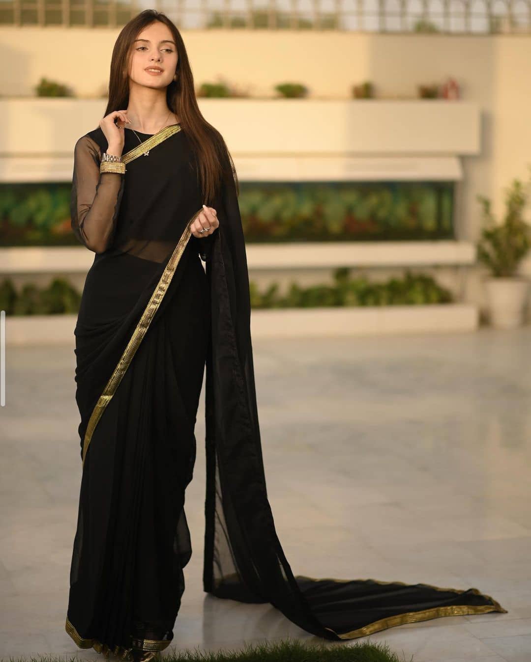 CHIFFON LACE STITCHED SAREE