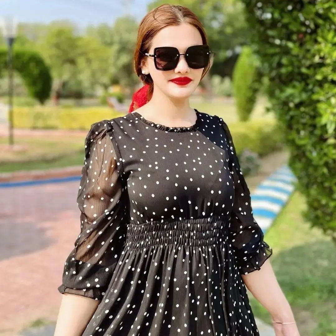 BLACK DOT CHIFFON FROCK