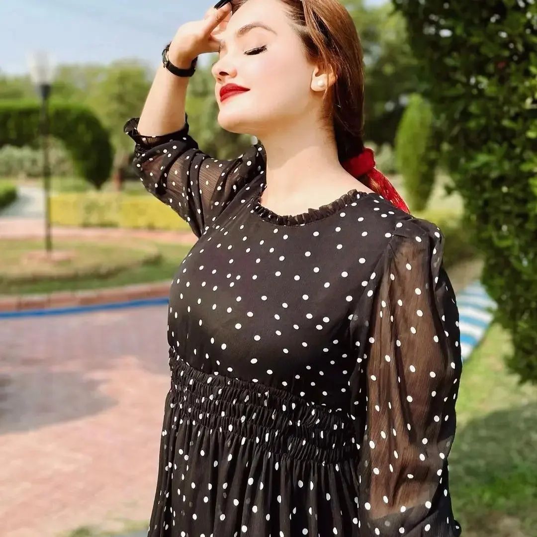 BLACK DOT CHIFFON FROCK
