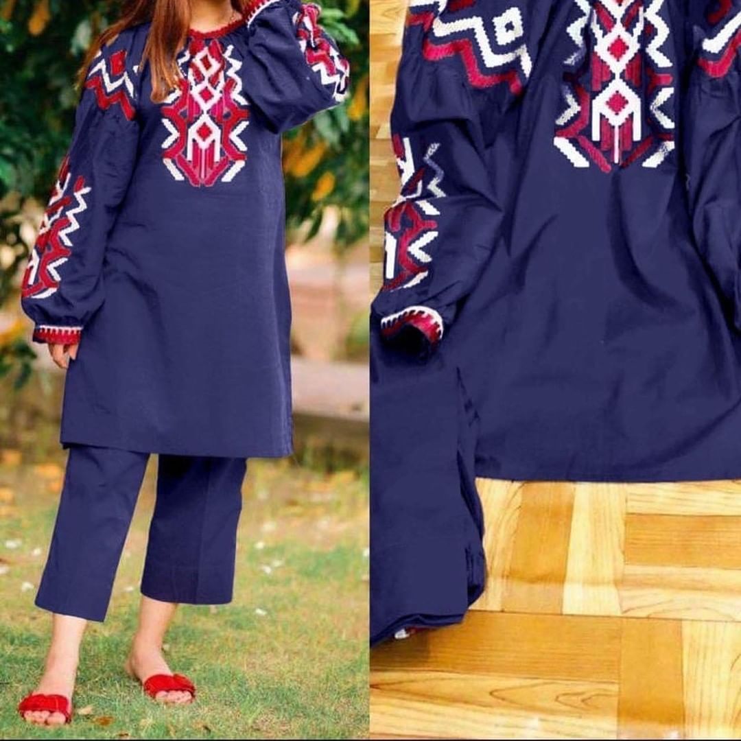 New Stitched  Embroidery Two Piece