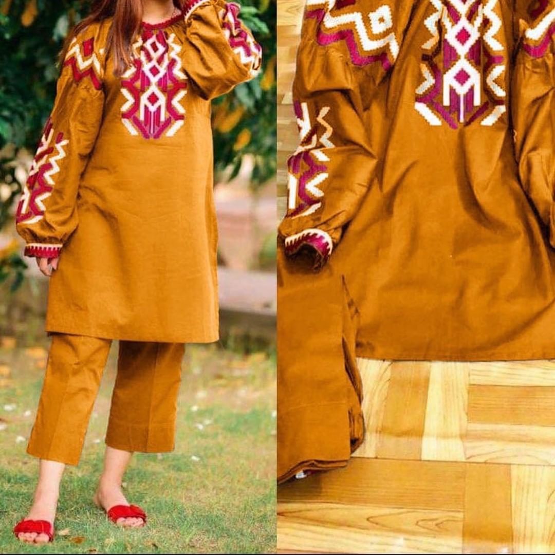 New Stitched  Embroidery Two Piece