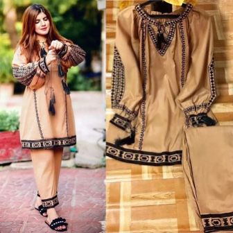 CHOCALATE EMBRIOERY SUIT