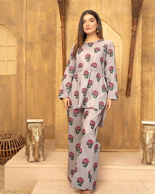 GREY FLORAL 2PC