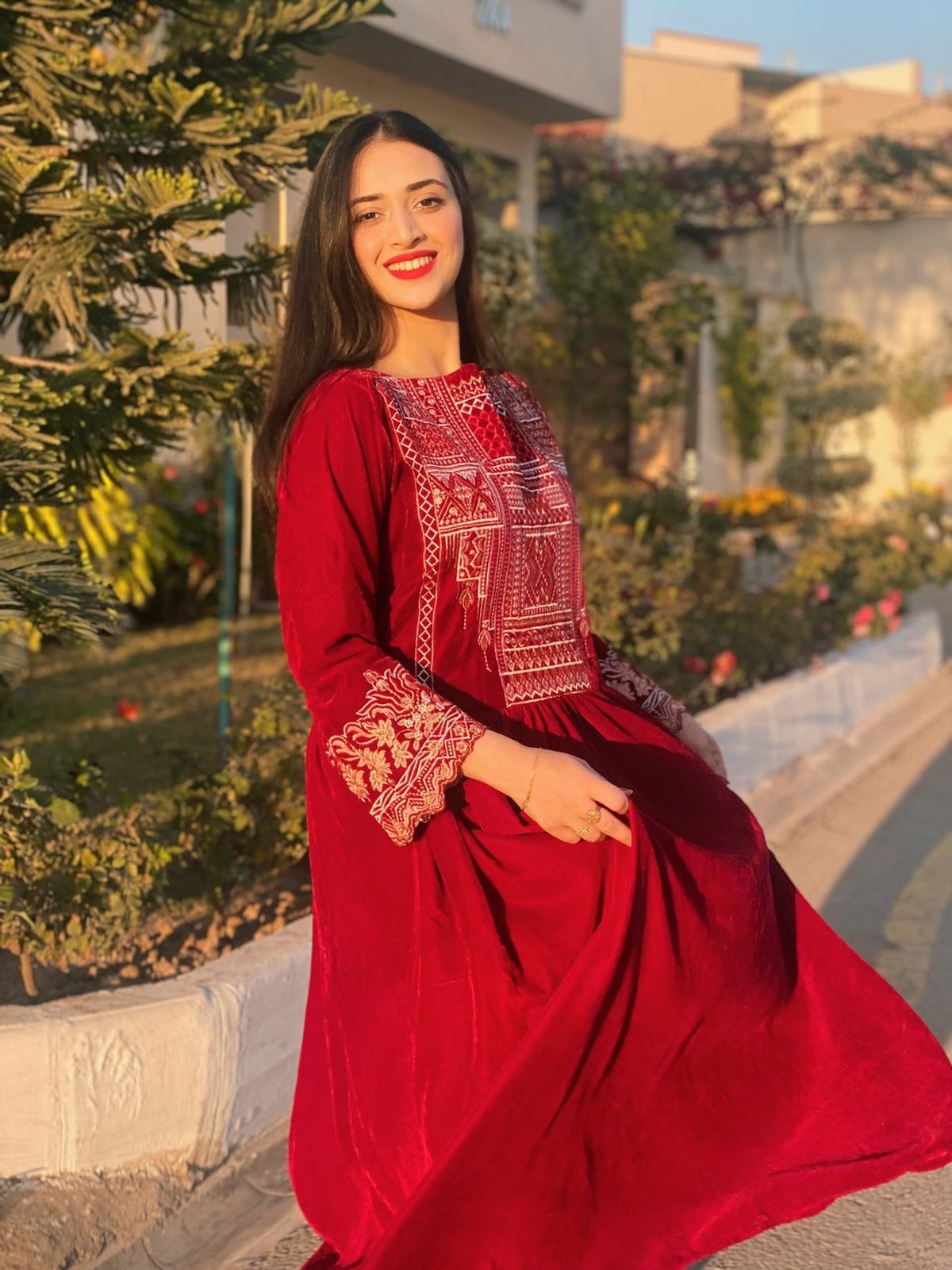 New Velvet Tilla Embroidery Maxi