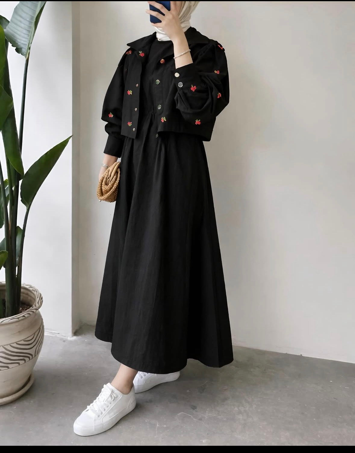 Strawberry Charm Embroidered Maxi Set